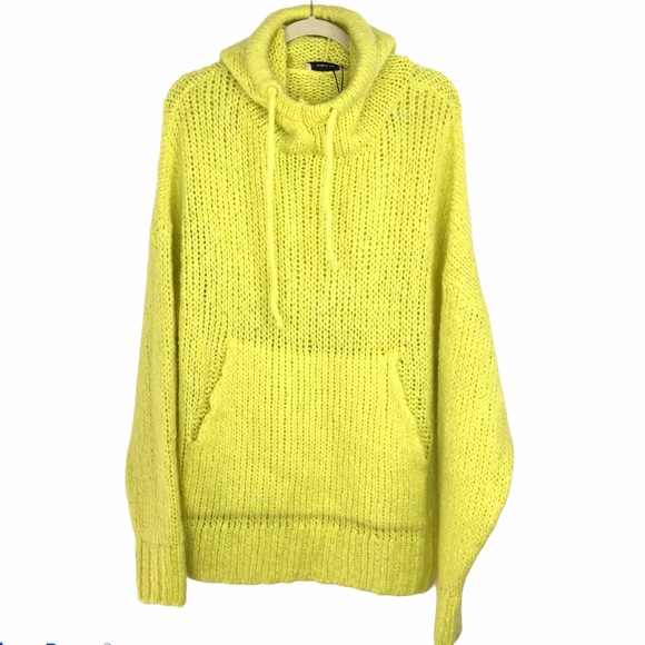 Zara Sweaters - ZARA Neon Chunky Knit Hoodie Sweater NEW Size M